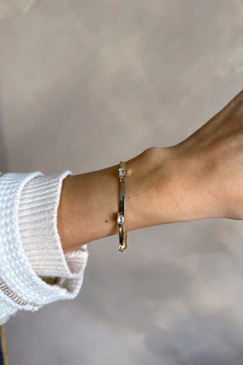 Taylor Clear Stones & Gold Flat Bracelet