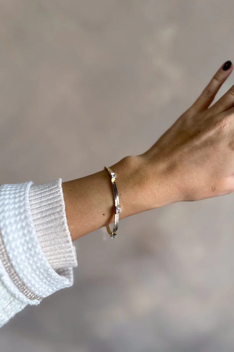 Taylor Clear Stones & Gold Flat Bracelet - Image 2