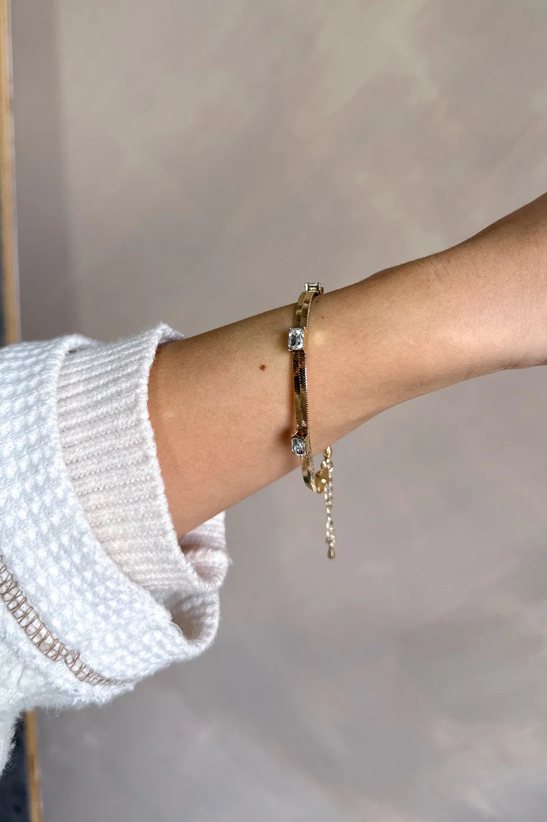 Taylor Clear Stones & Gold Flat Bracelet - Image 3