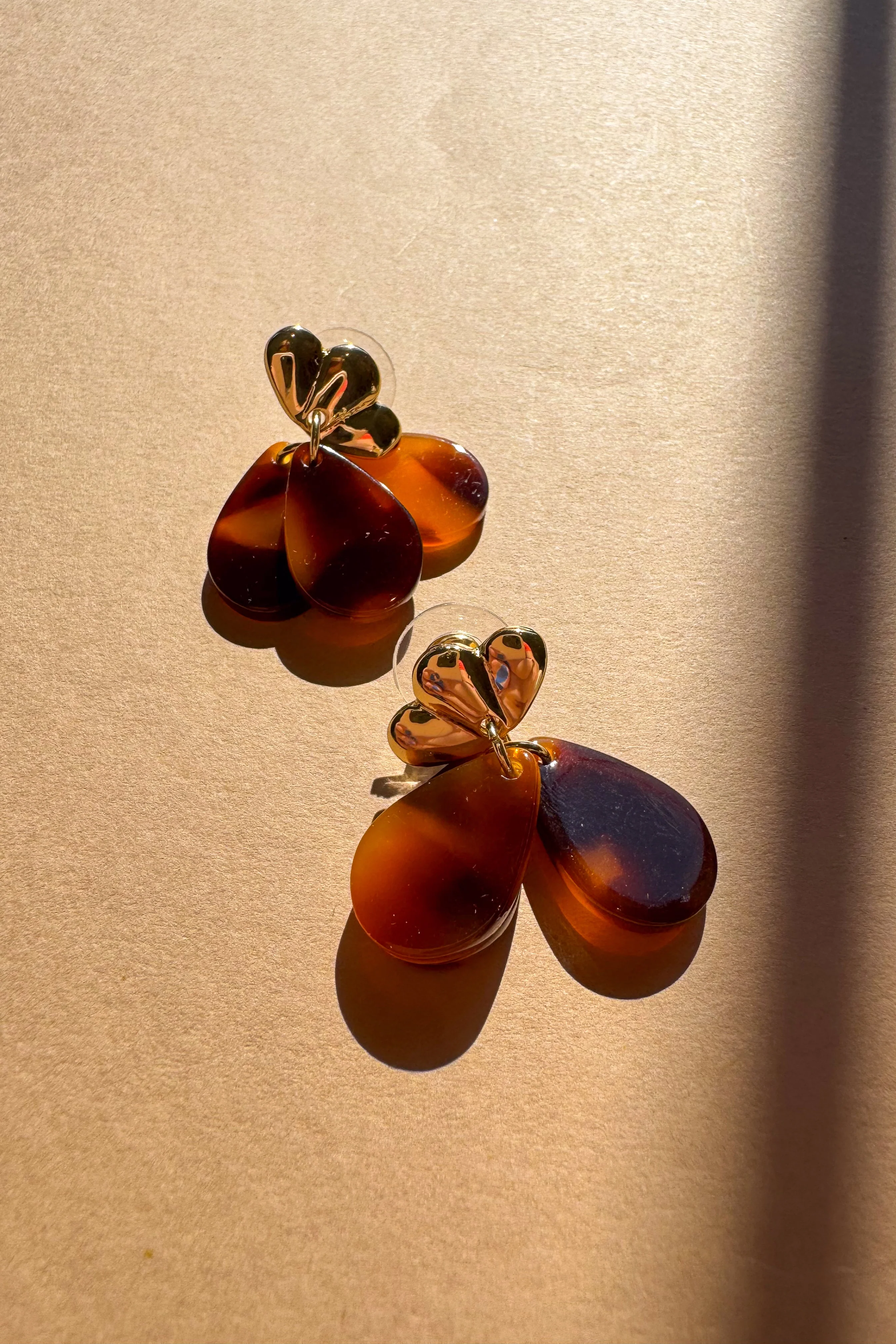Taylor Gold & Tortoise Teardrop Earrings - Image 2