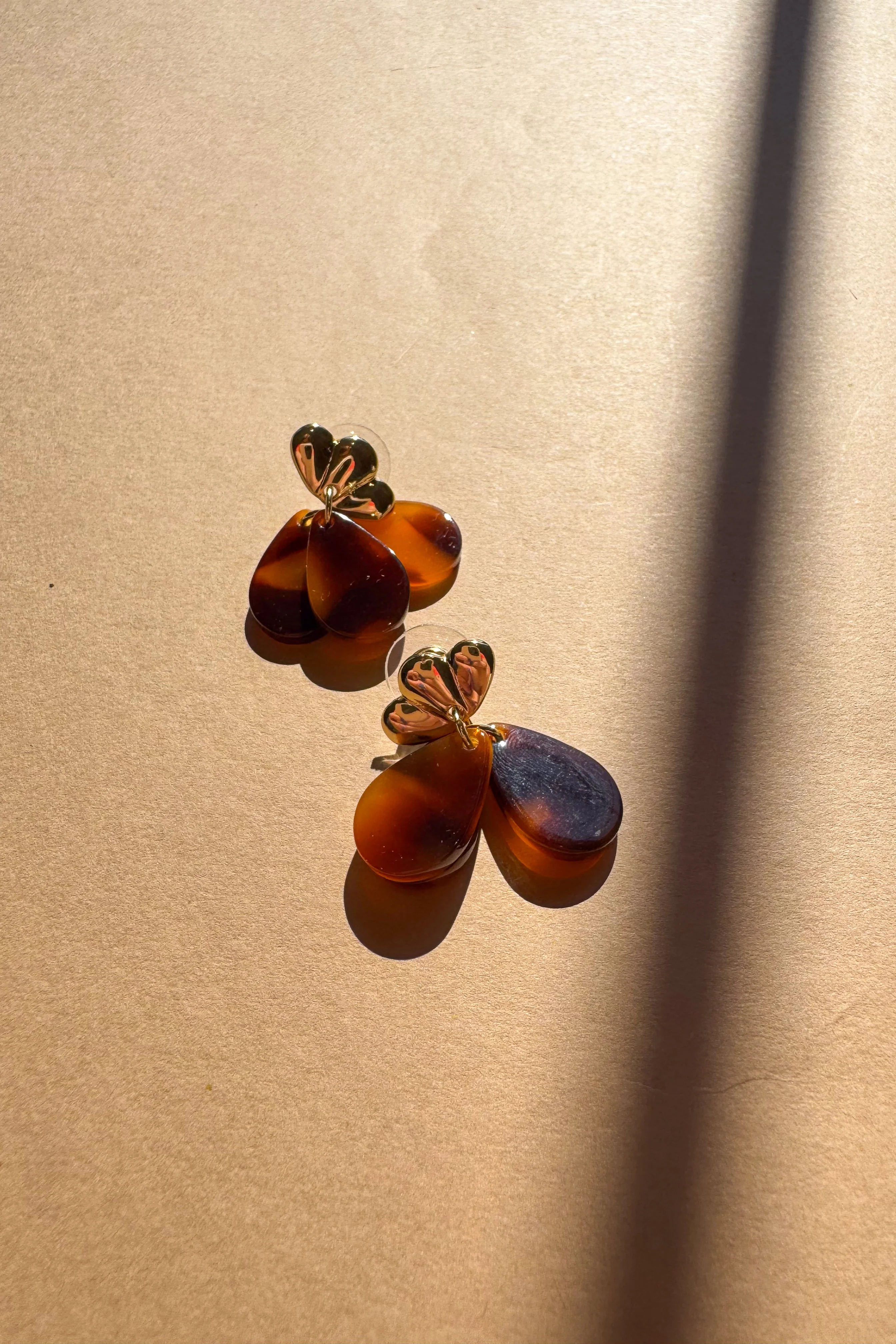 Taylor Gold & Tortoise Teardrop Earrings - Image 3