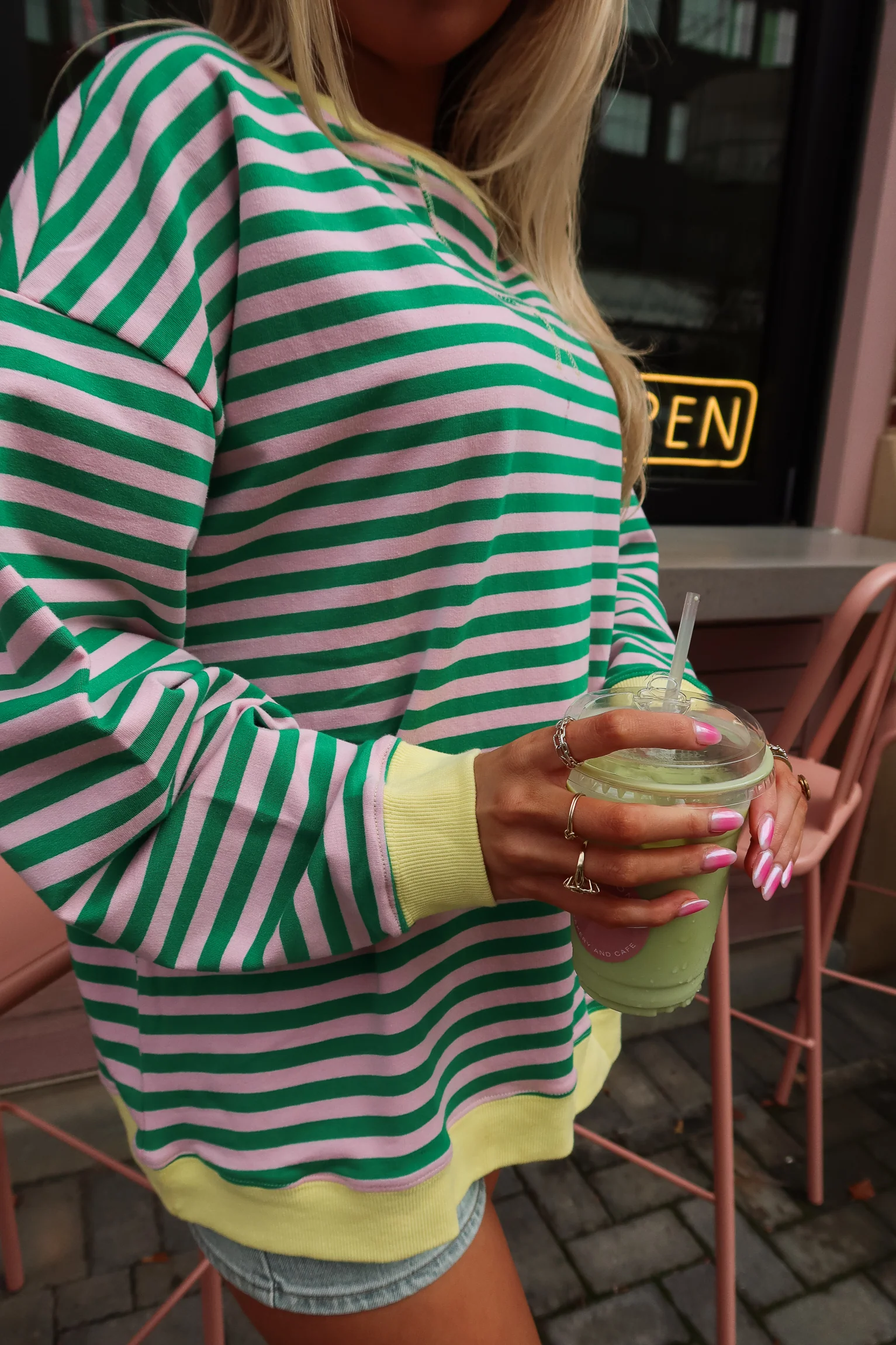 Taylor Green & Pink Multi Stripe Pullover - Image 4