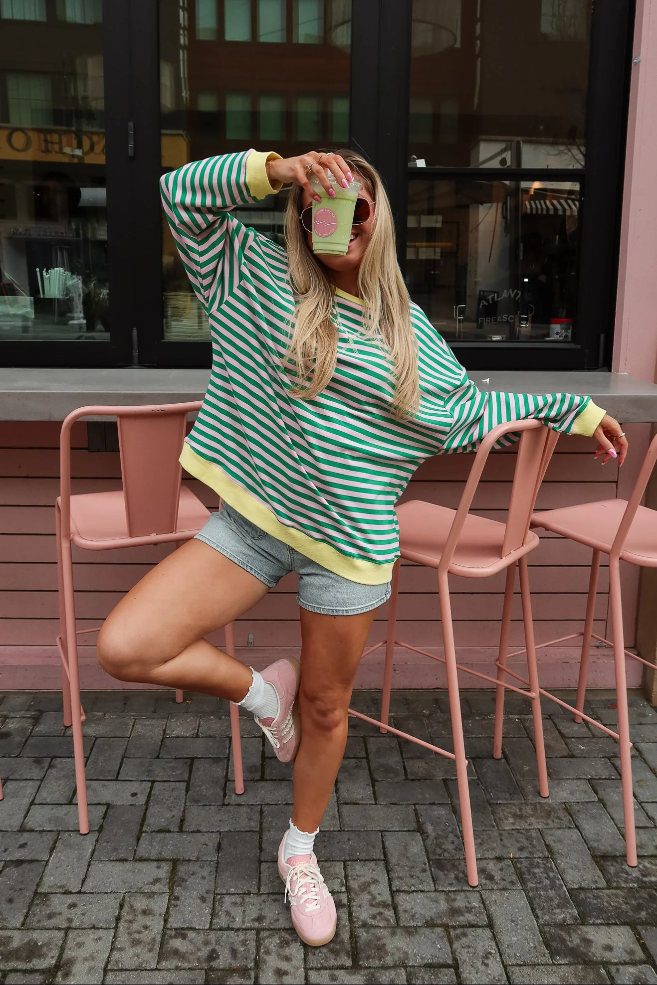 Taylor Green & Pink Multi Stripe Pullover - Image 5
