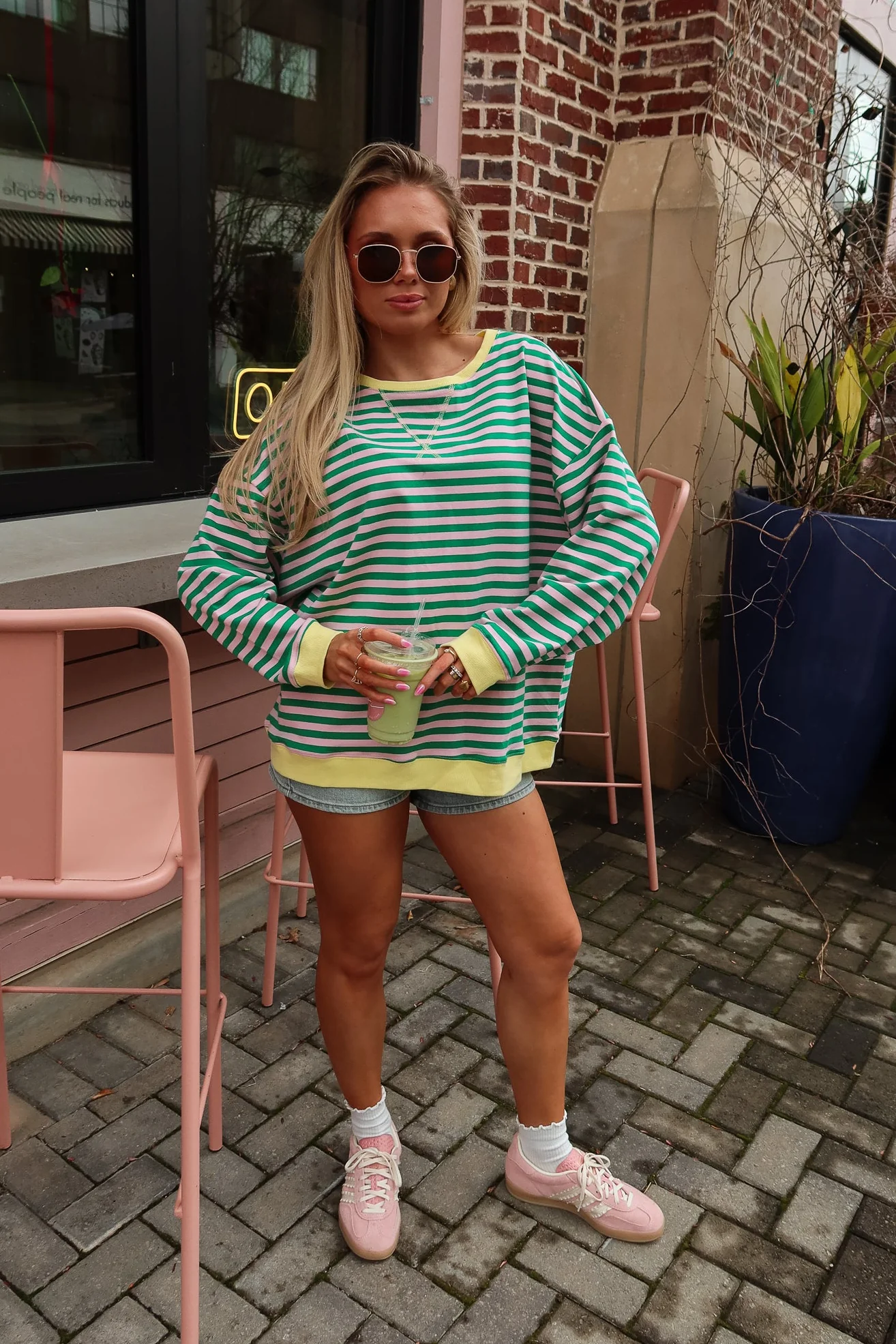 Taylor Green & Pink Multi Stripe Pullover - Image 7