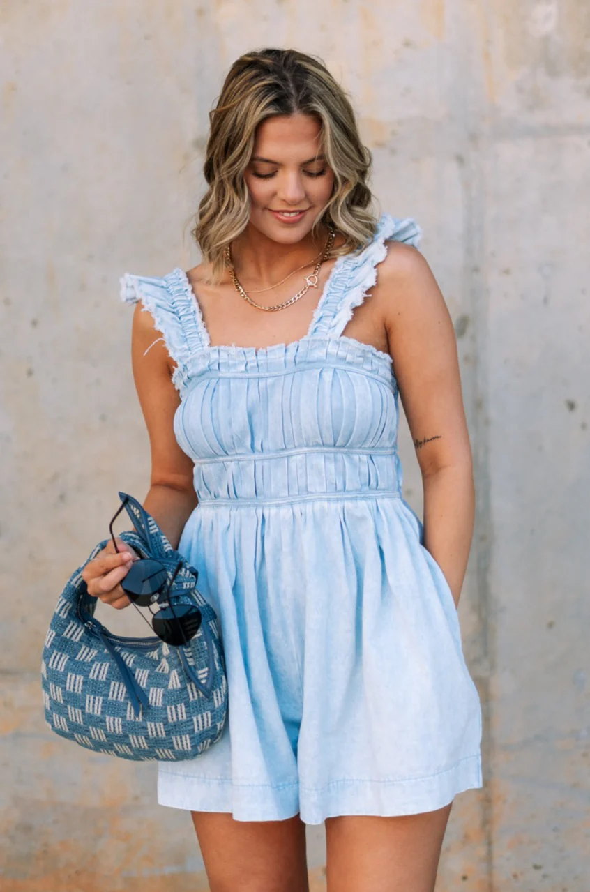 Taylor Light Wash Denim Romper