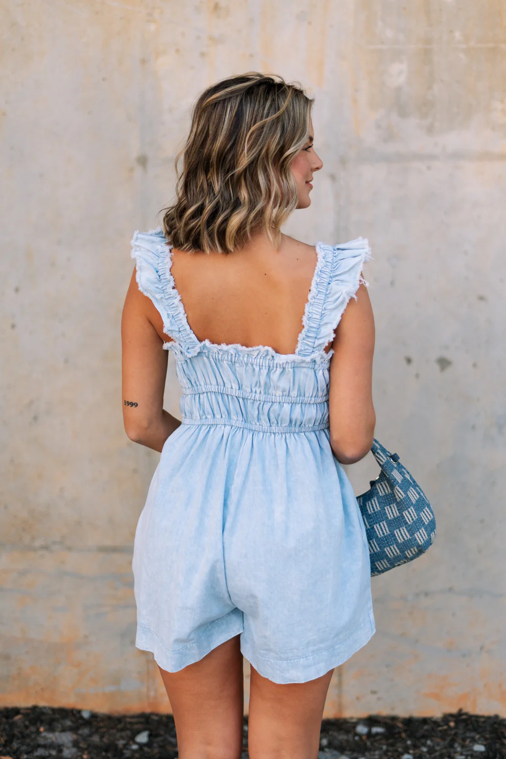 Taylor Light Wash Denim Romper - Image 5