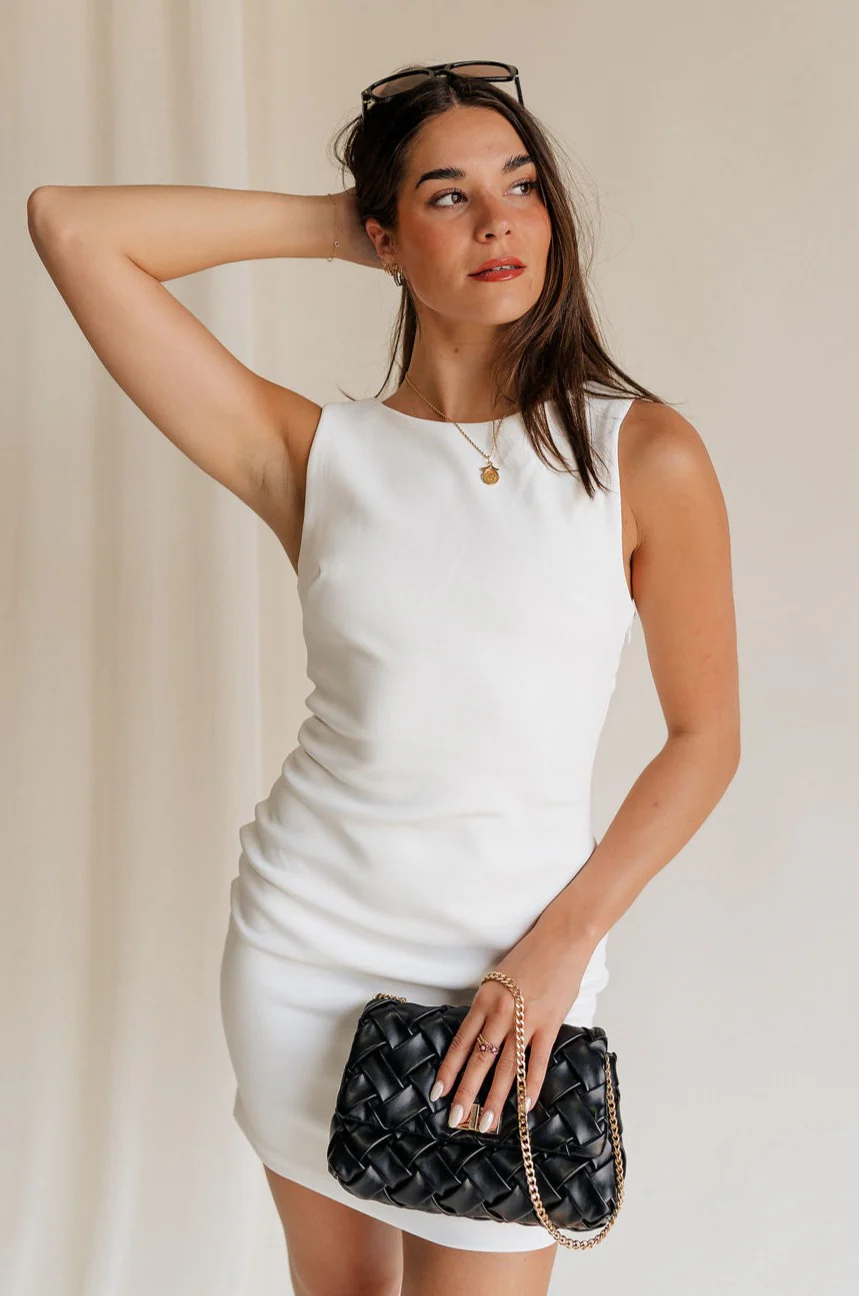 Taylor Off White Bow Cut-Out Mini Dress - Image 6