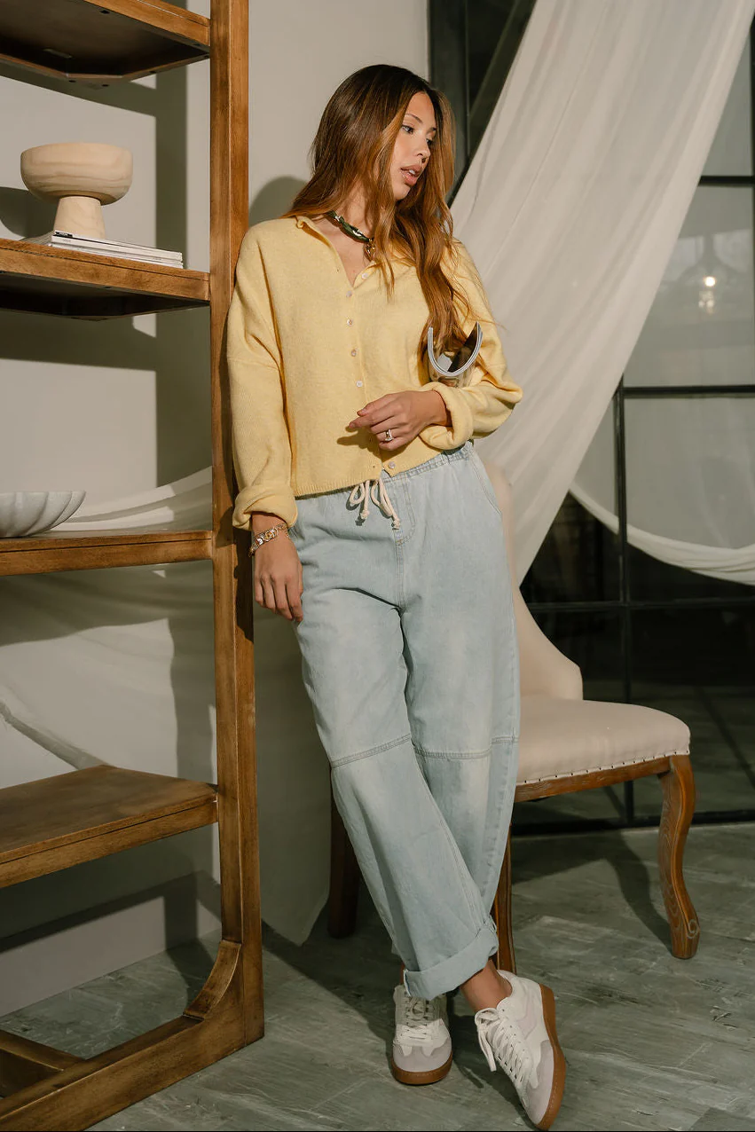 Rowyn Yellow Button-Up Knit Cardigan - Image 10