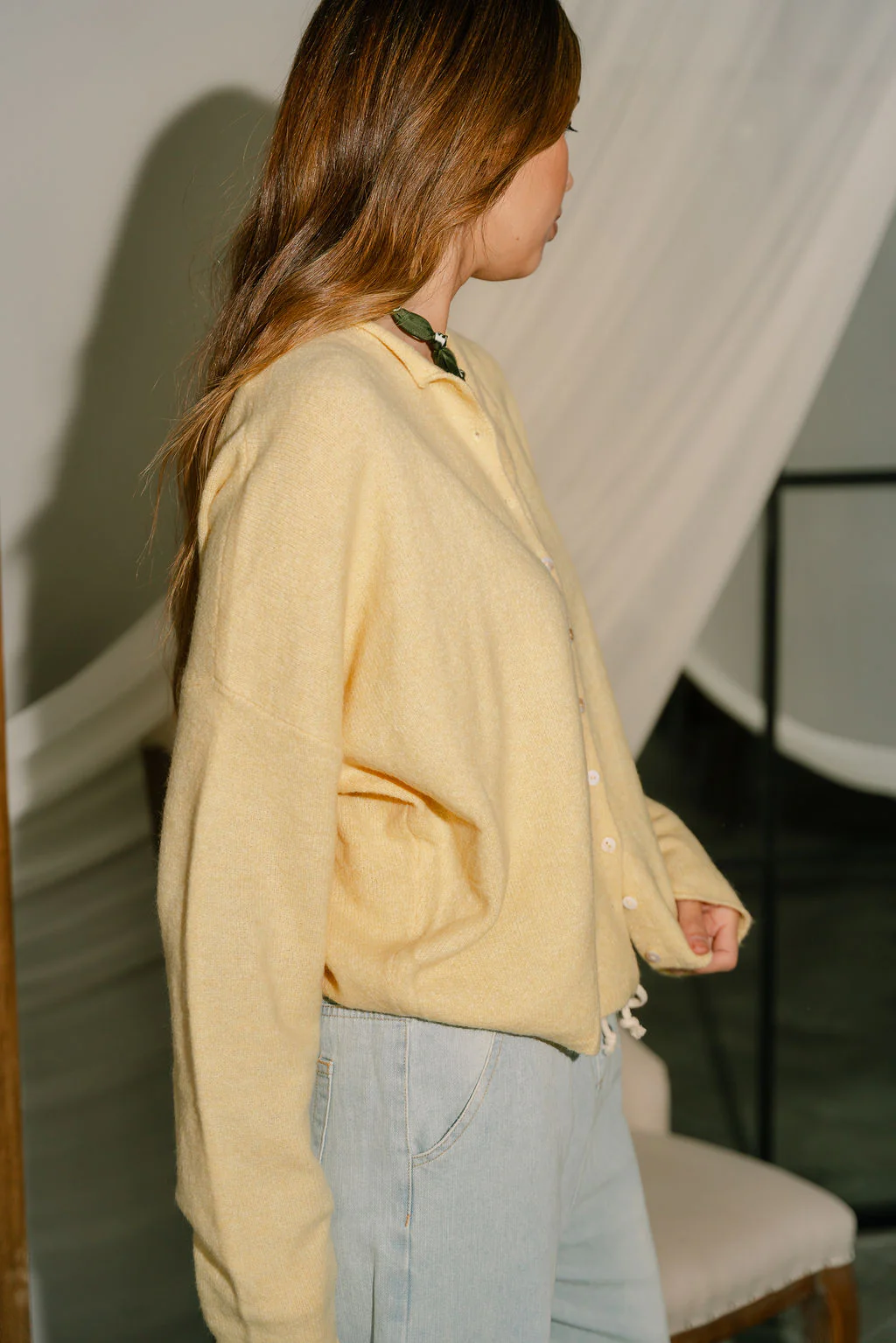 Rowyn Yellow Button-Up Knit Cardigan - Image 5