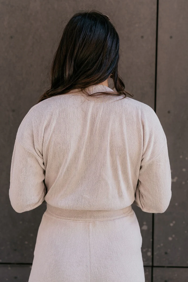 Teagan Light Grey Ribbed Long Sleeve Top - Image 6