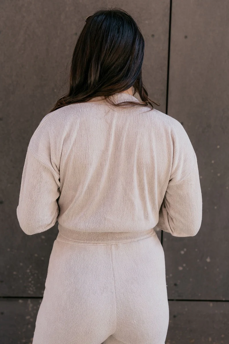 Teagan Light Grey Ribbed Long Sleeve Top - Image 7