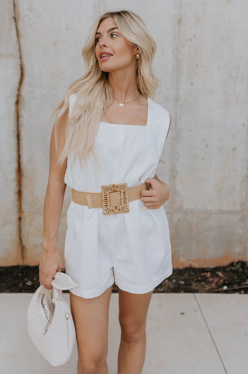 Teagan White Square Neckline Romper - Image 2