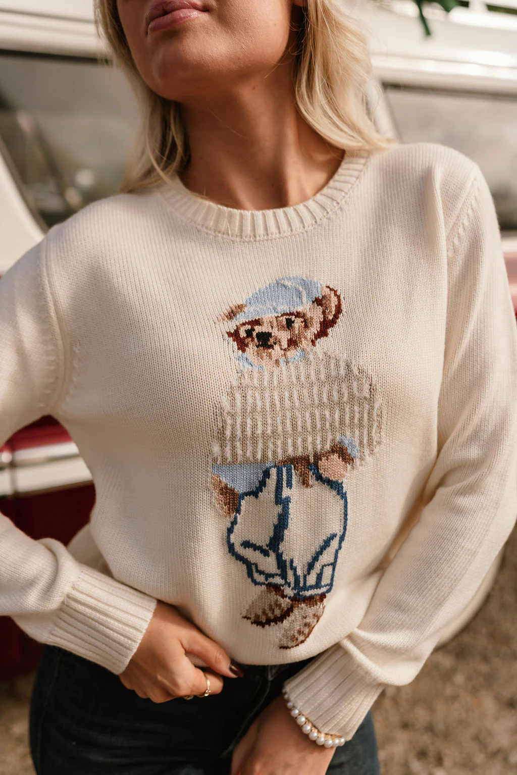 Tegan Ivory Teddy Bear Sweater - Image 2