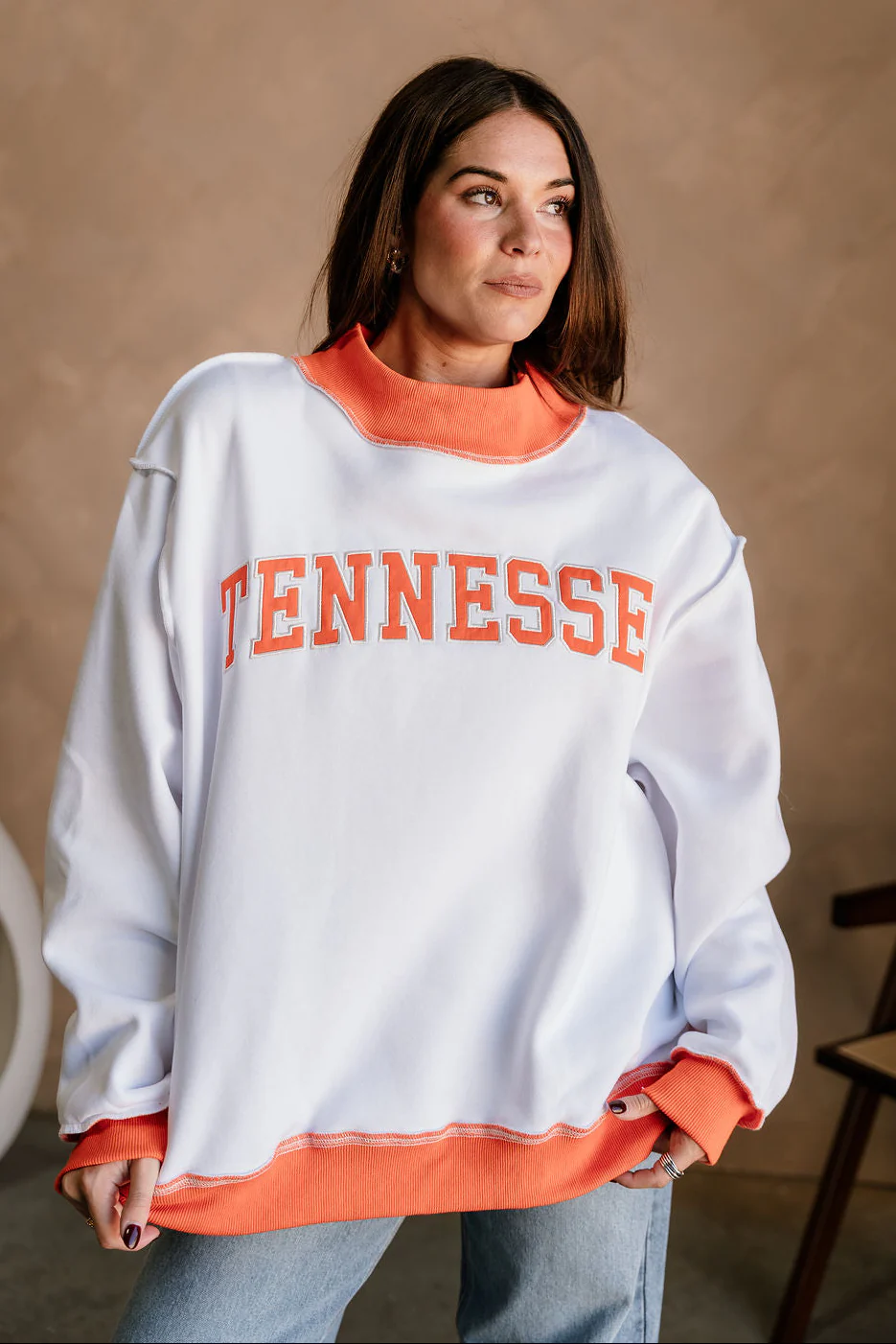 Tennessee Orange & White Mock Neck Sweatshirt - Image 6