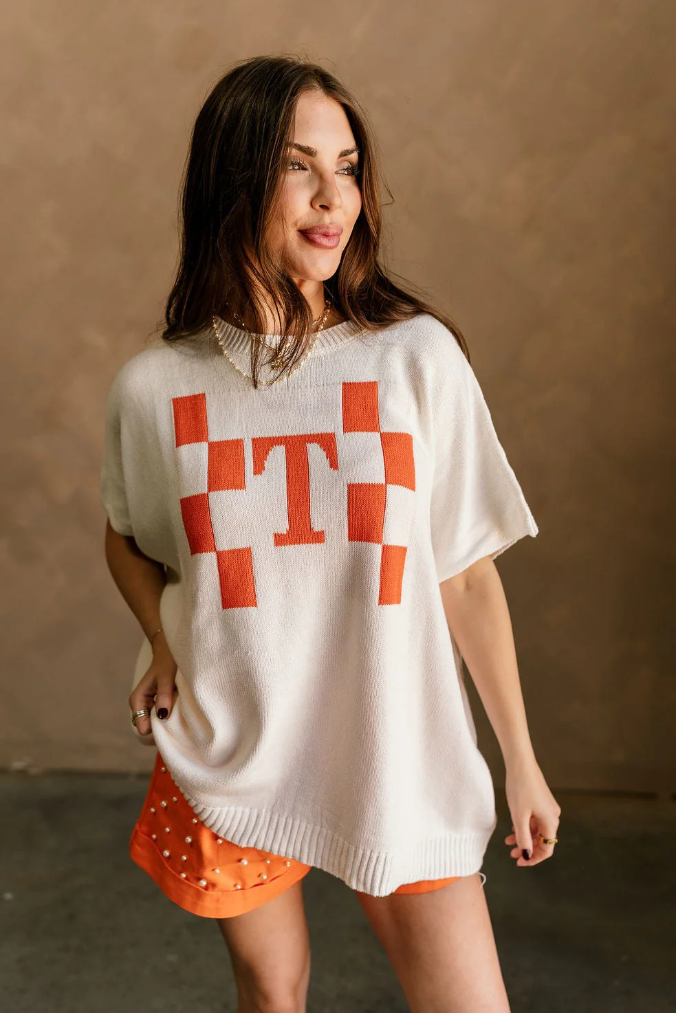 Tennessee T Orange & White Short Sleeve Sweater