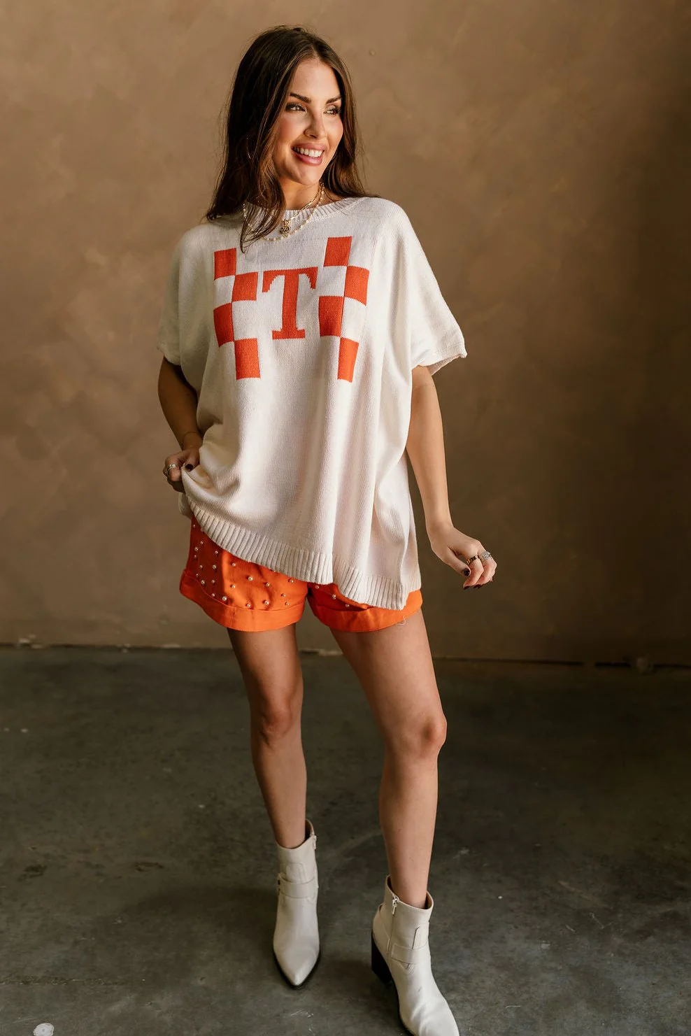 Tennessee T Orange & White Short Sleeve Sweater - Image 2