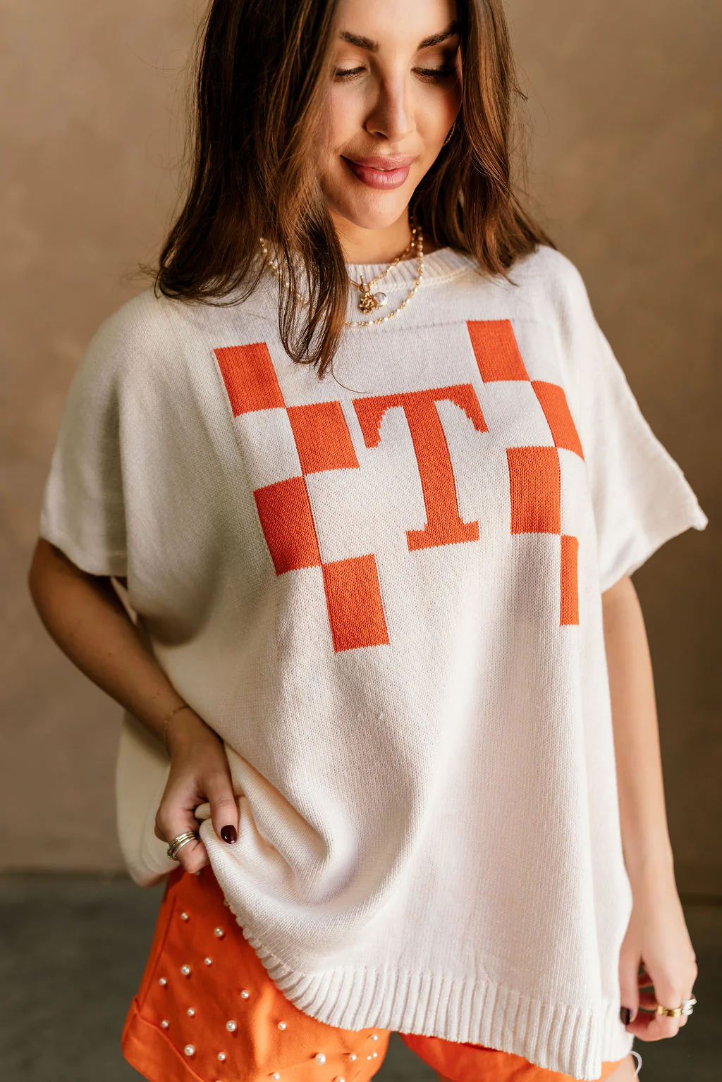 Tennessee T Orange & White Short Sleeve Sweater - Image 3