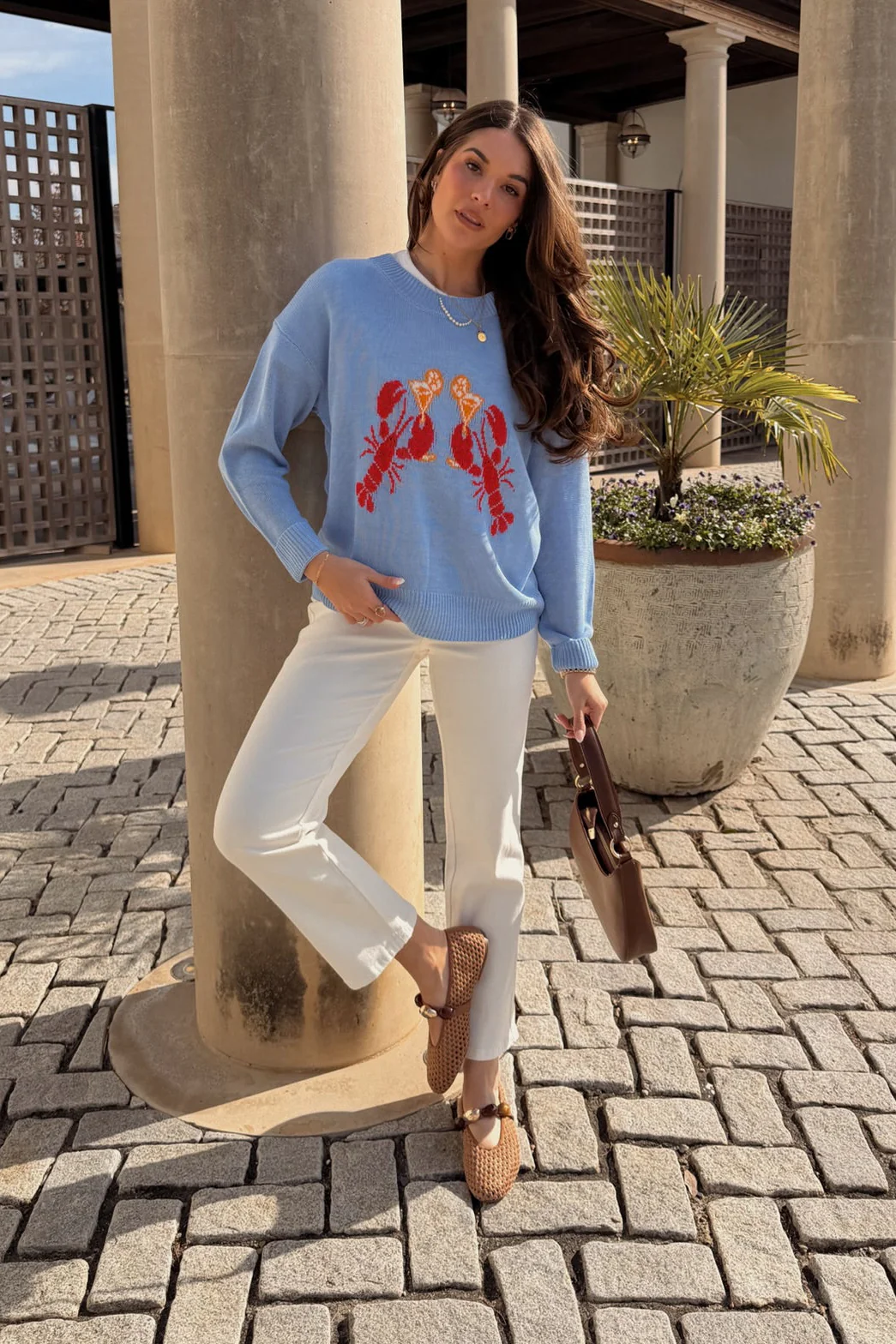 Tessa Blue Lobsters & Cocktails Knit Sweater - Image 2