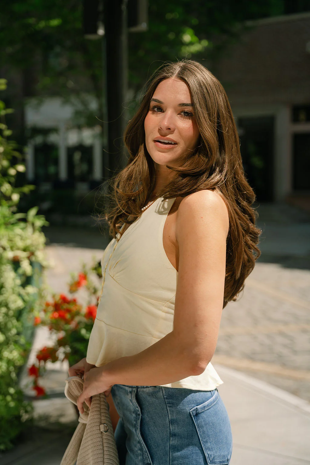 Tessa Pale Yellow Linen Flare Tank - Image 6