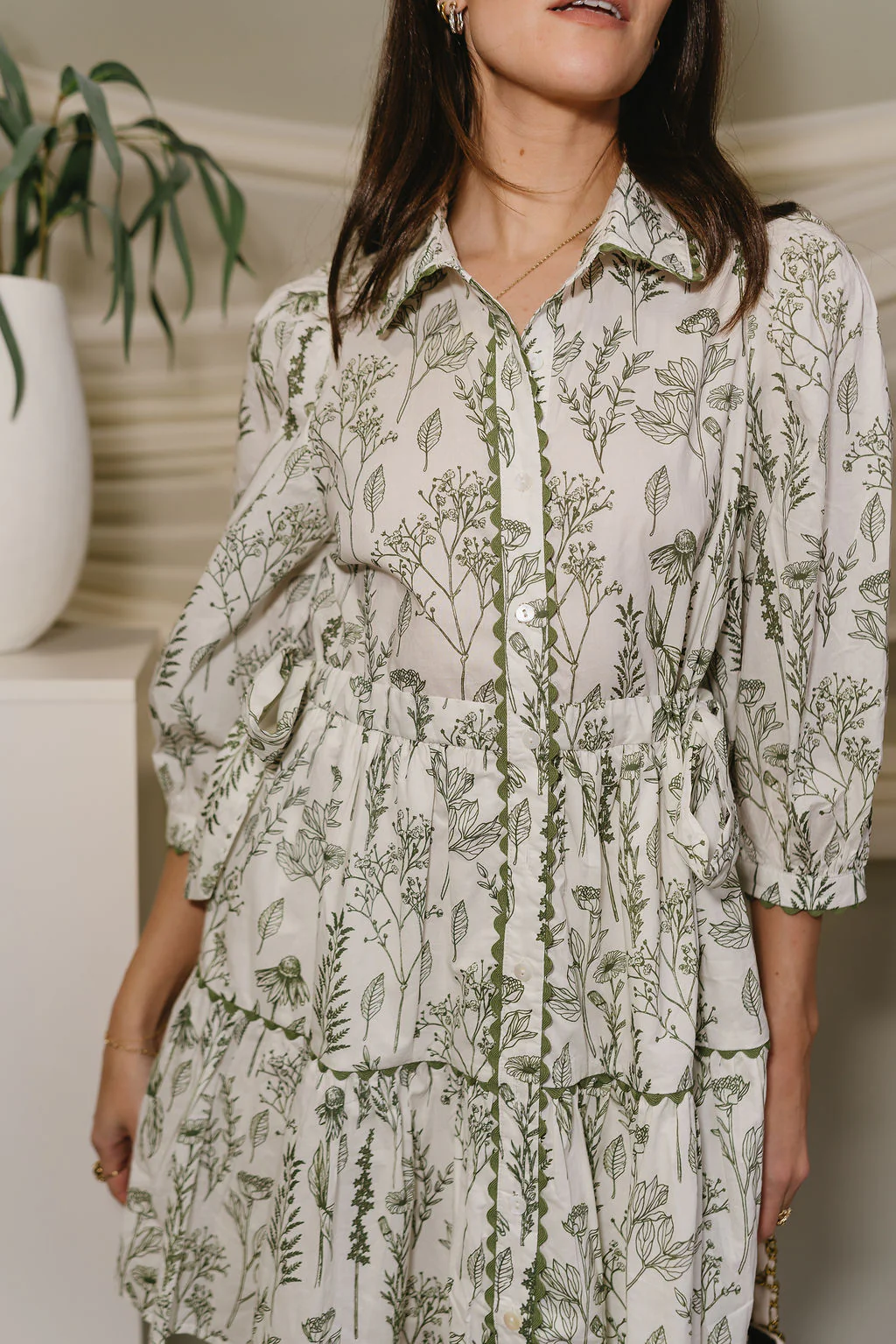 Tessa White & Olive Floral Mini Dress - Image 3