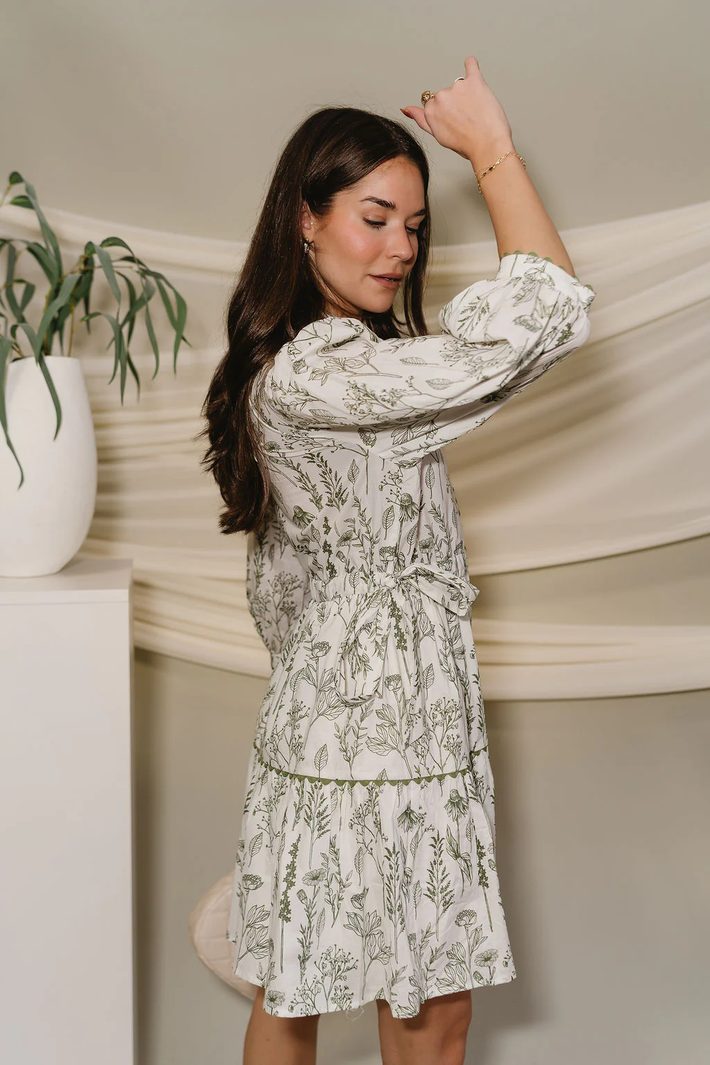 Tessa White & Olive Floral Mini Dress - Image 7