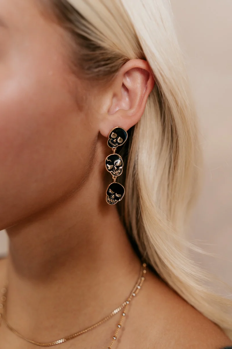 Thea Black & Gold Skeleton Dangle Earring
