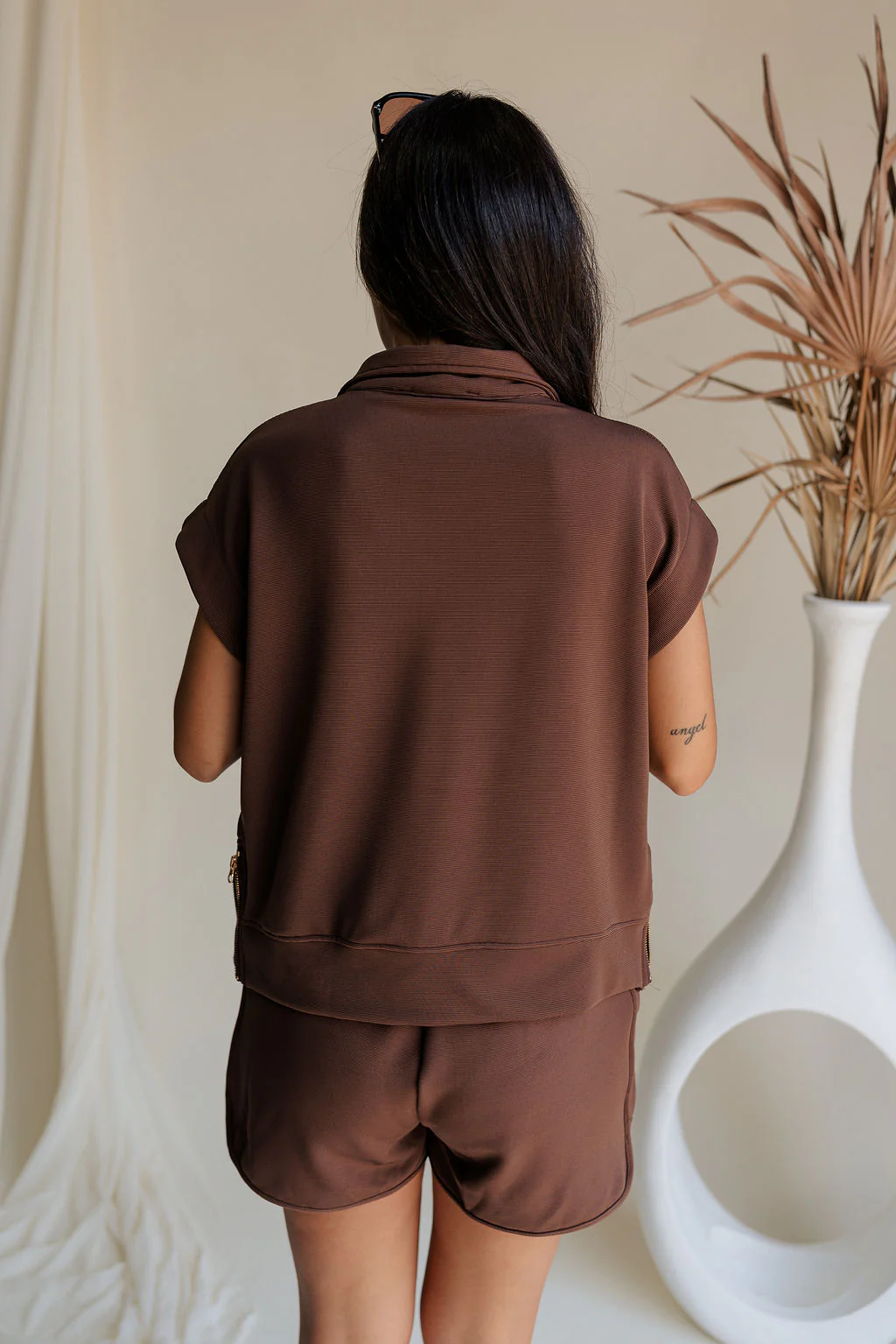 Thea Brown Ribbed Sleeveless Top - Image 6