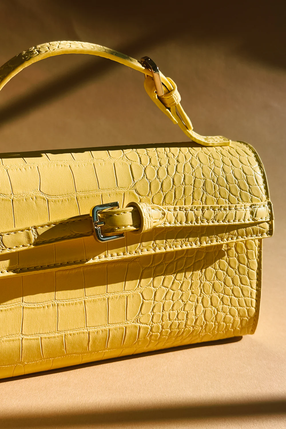 Thea Butter Yellow Faux-Crocodile Purse - Image 2