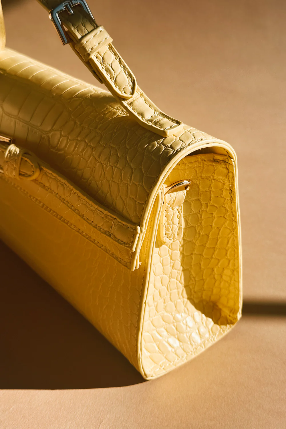 Thea Butter Yellow Faux-Crocodile Purse - Image 4