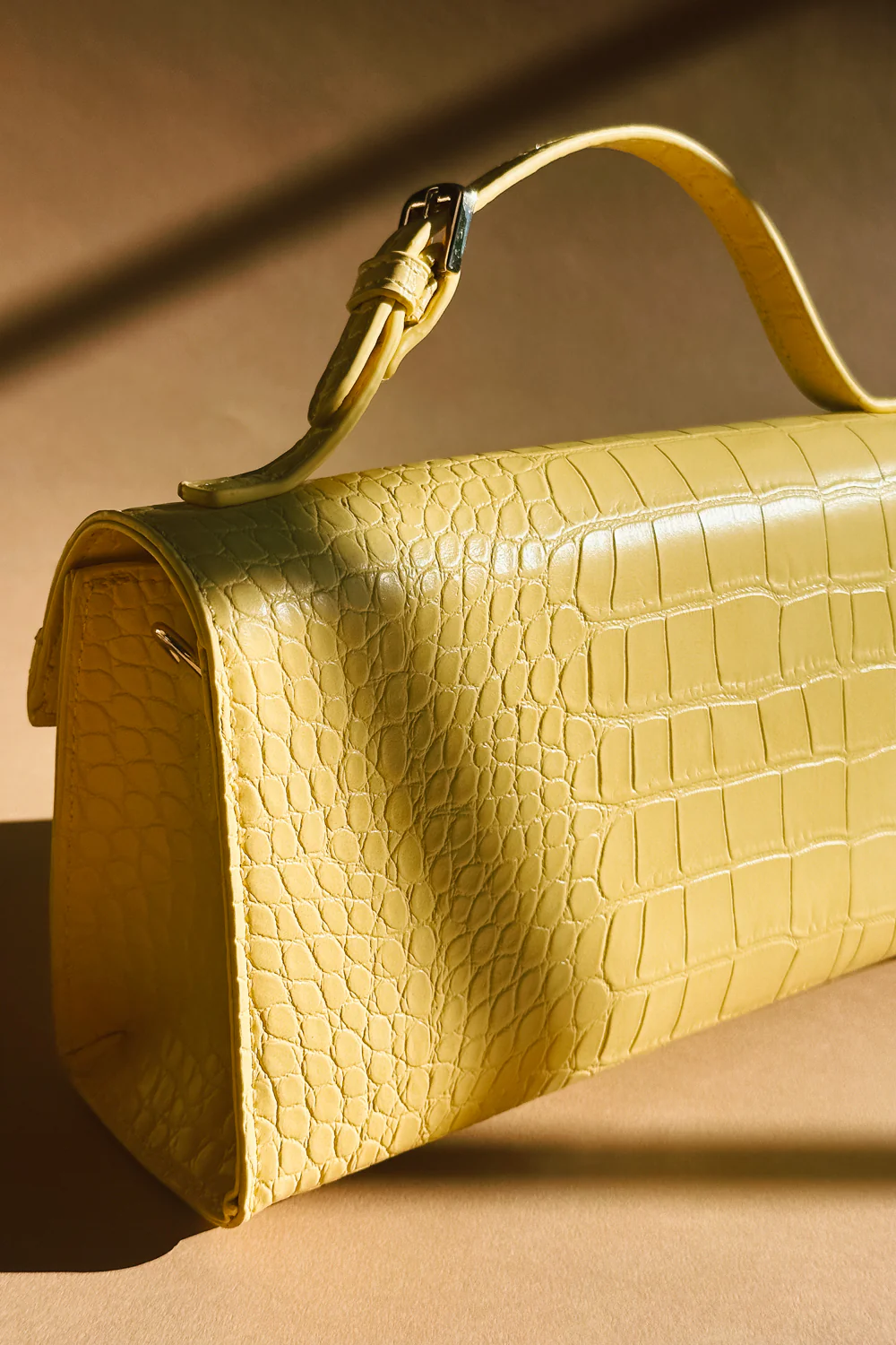 Thea Butter Yellow Faux-Crocodile Purse - Image 5