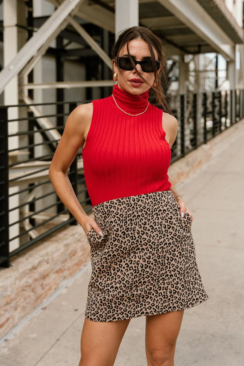Thea Tan & Black Leopard Mini Skirt - Image 2