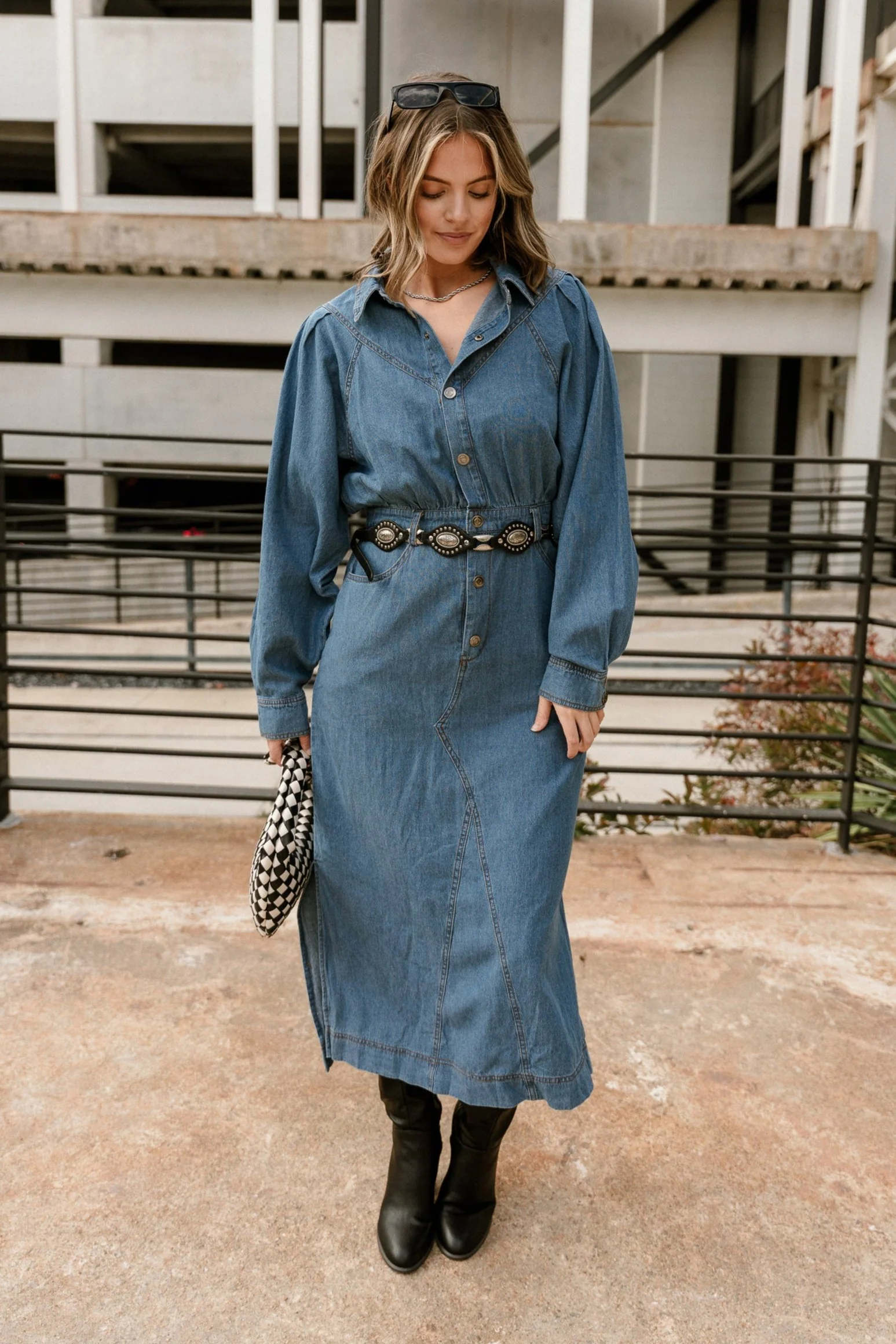 Tianna Blue Denim Midi Dress - Image 5