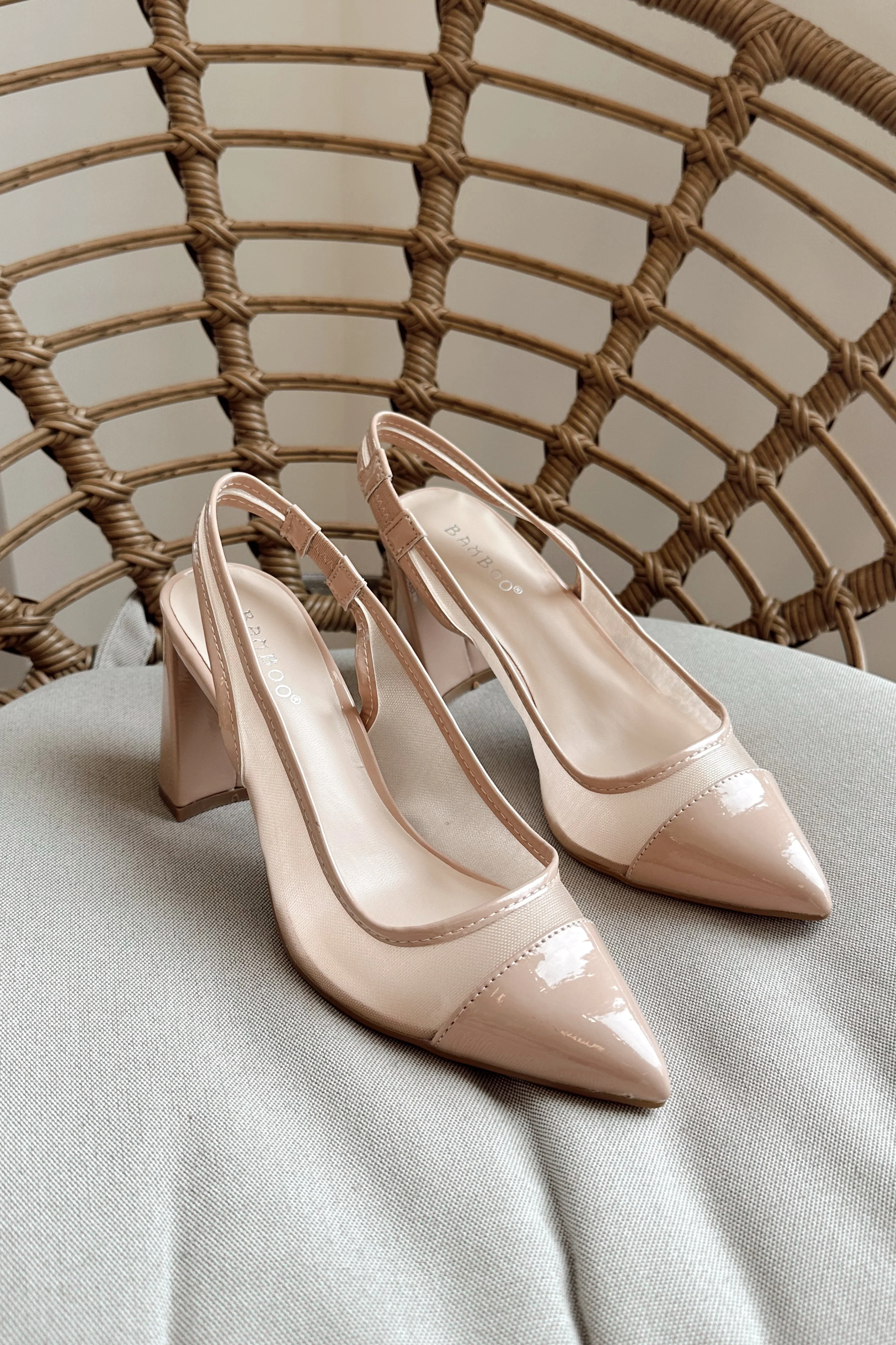 Tiffany Nude Mesh & Patent Pointed Toe Heel - Image 2