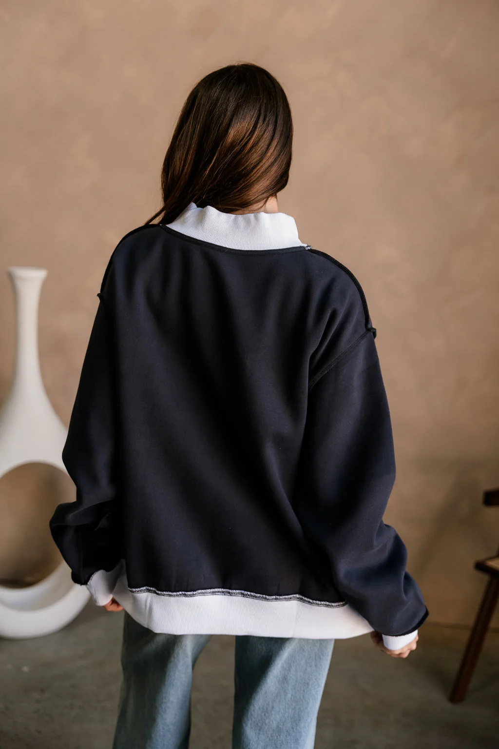 Tigers Navy Blue & White Mock Neck Sweatshirt - Image 4