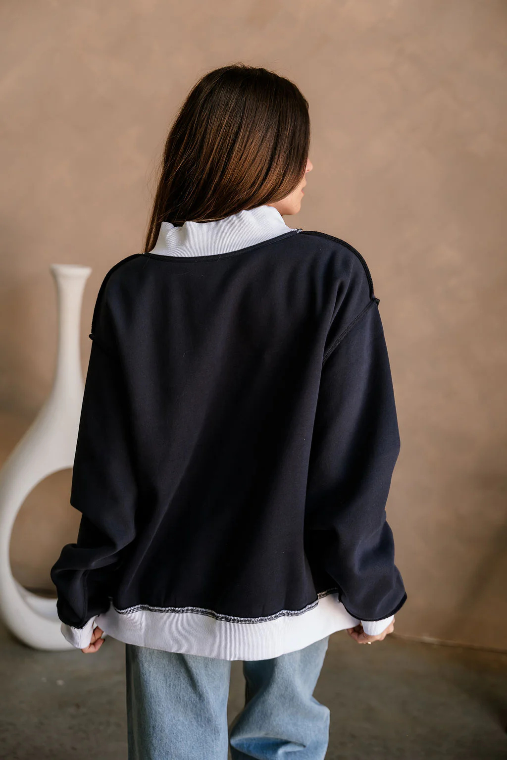 Tigers Navy Blue & White Mock Neck Sweatshirt - Image 8