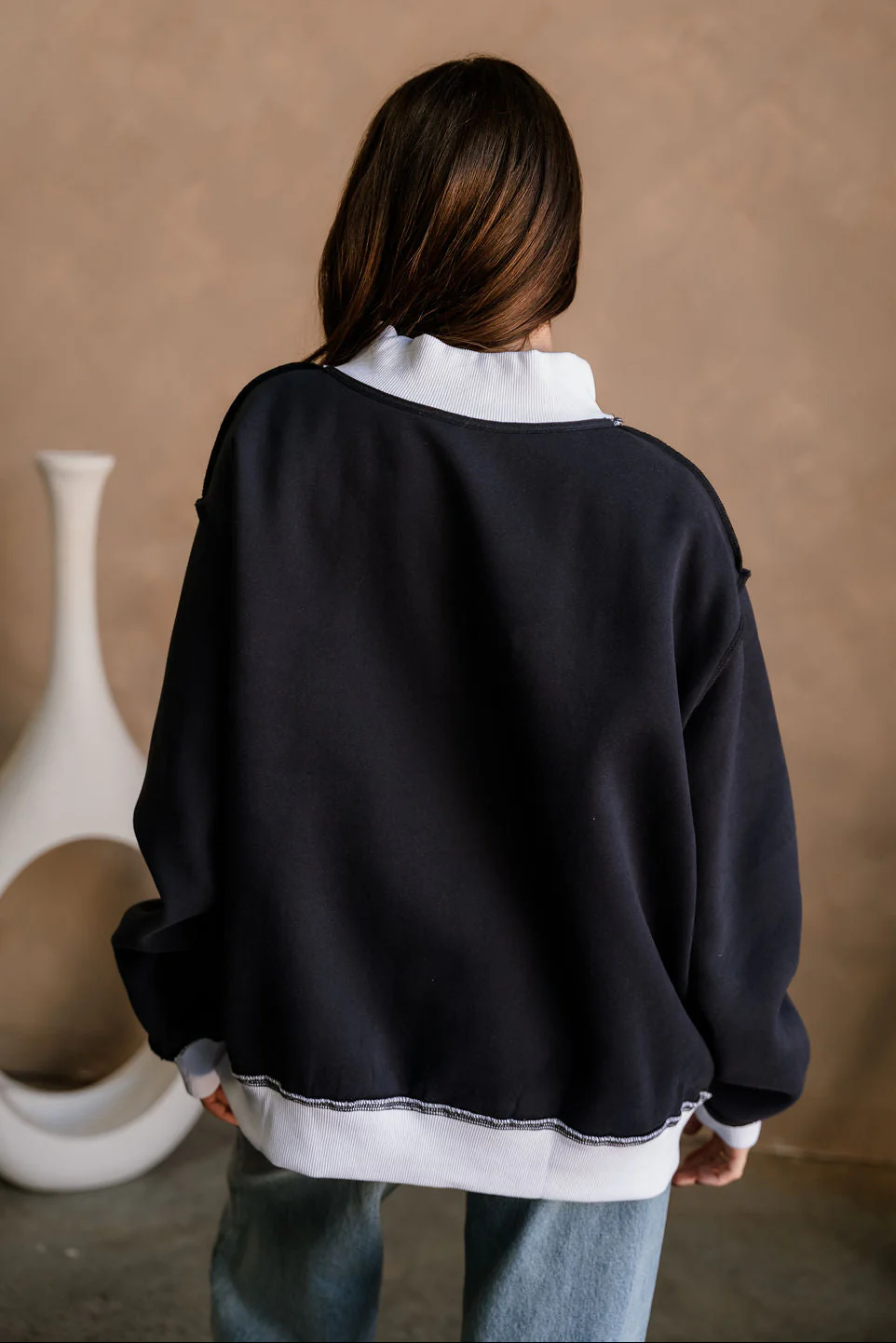 Tigers Navy Blue & White Mock Neck Sweatshirt - Image 9