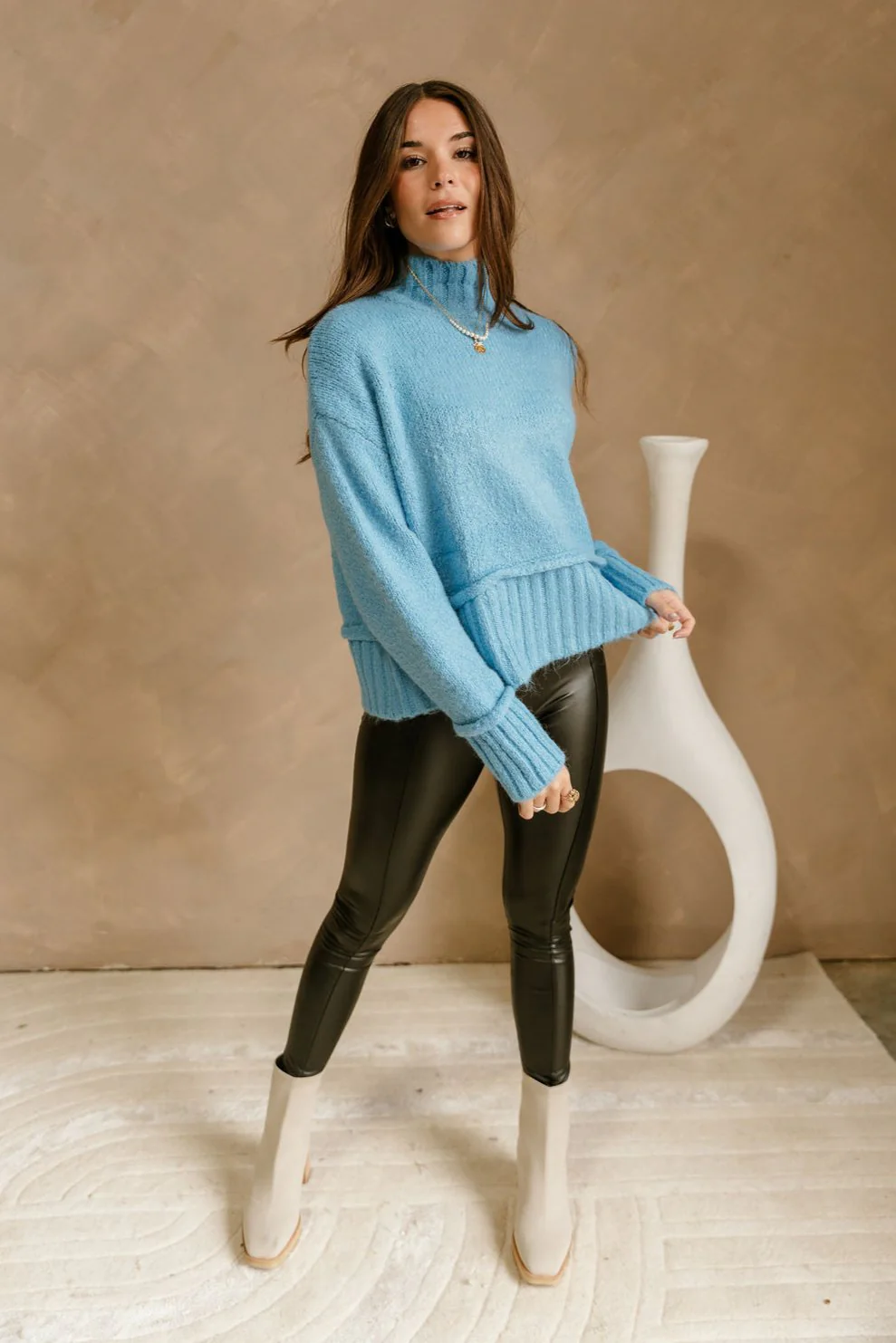 Tillie Blue Mock Neck Sweater - Image 4