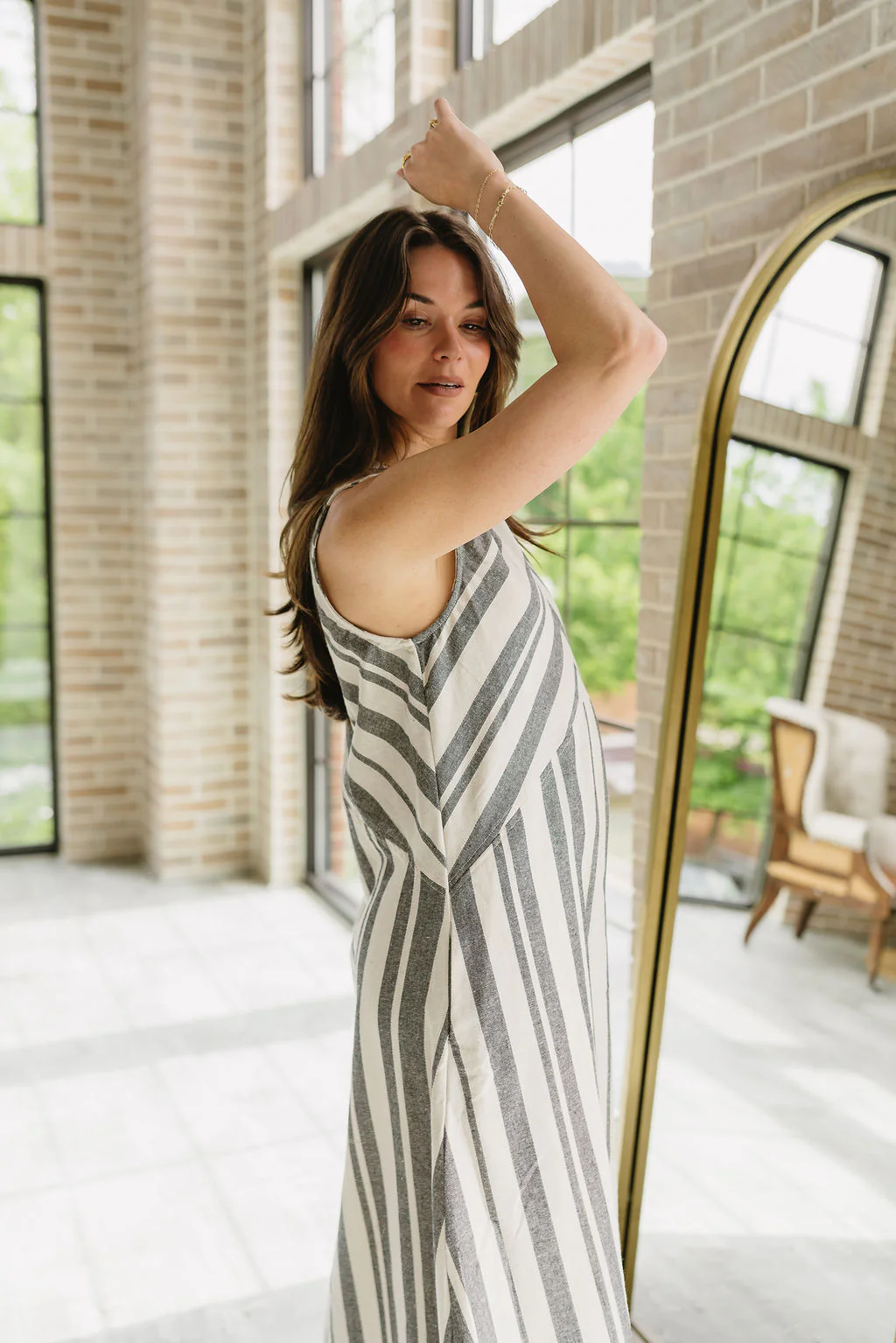 Tinsley Black & Oatmeal Linen Fray Midi Dress - Image 7