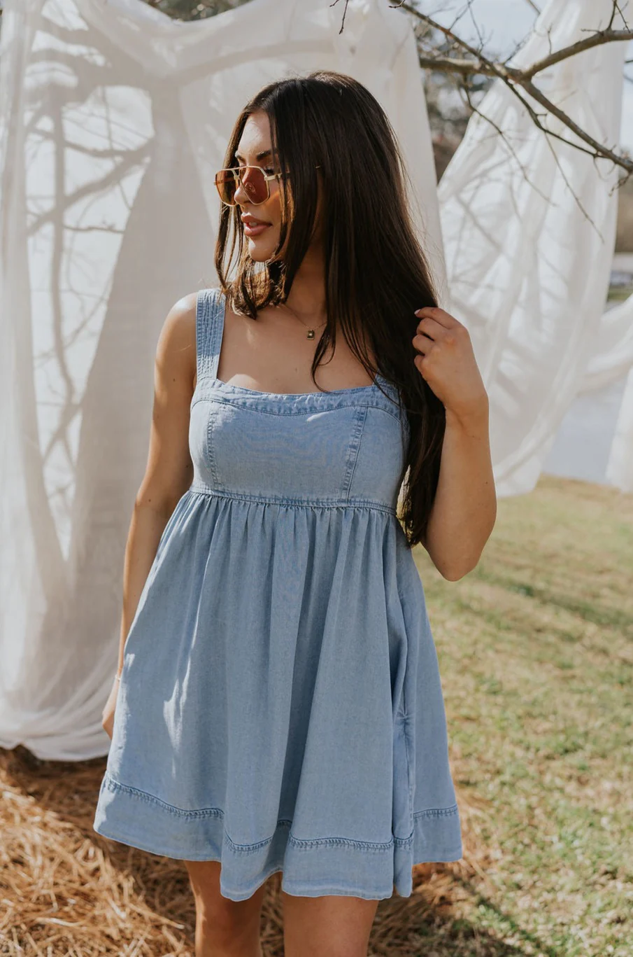 Tinsley Chambray Sleeveless Mini Dress