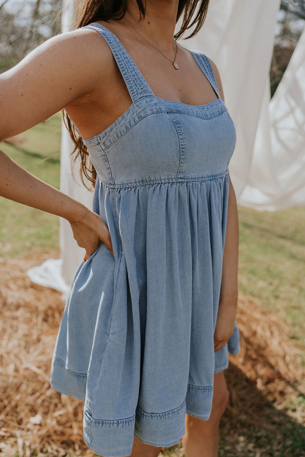 Tinsley Chambray Sleeveless Mini Dress - Image 3