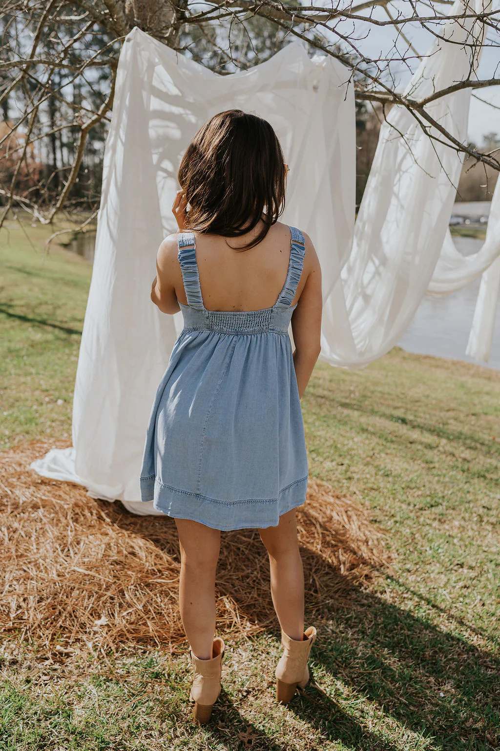 Tinsley Chambray Sleeveless Mini Dress - Image 4