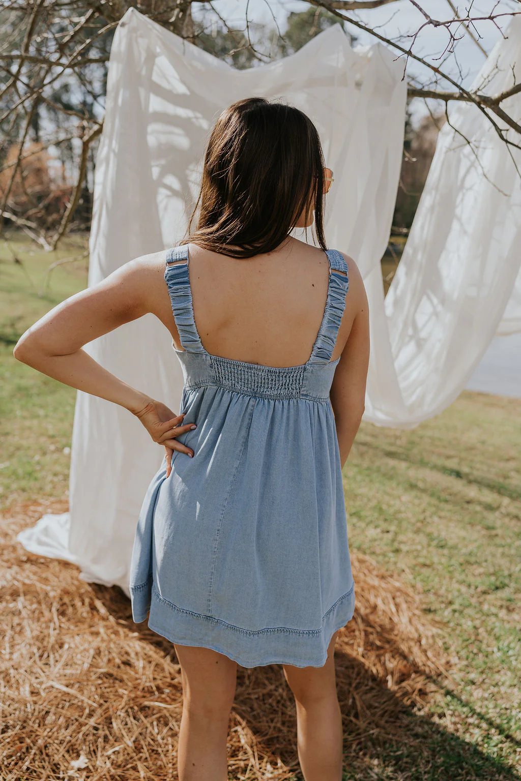 Tinsley Chambray Sleeveless Mini Dress - Image 5