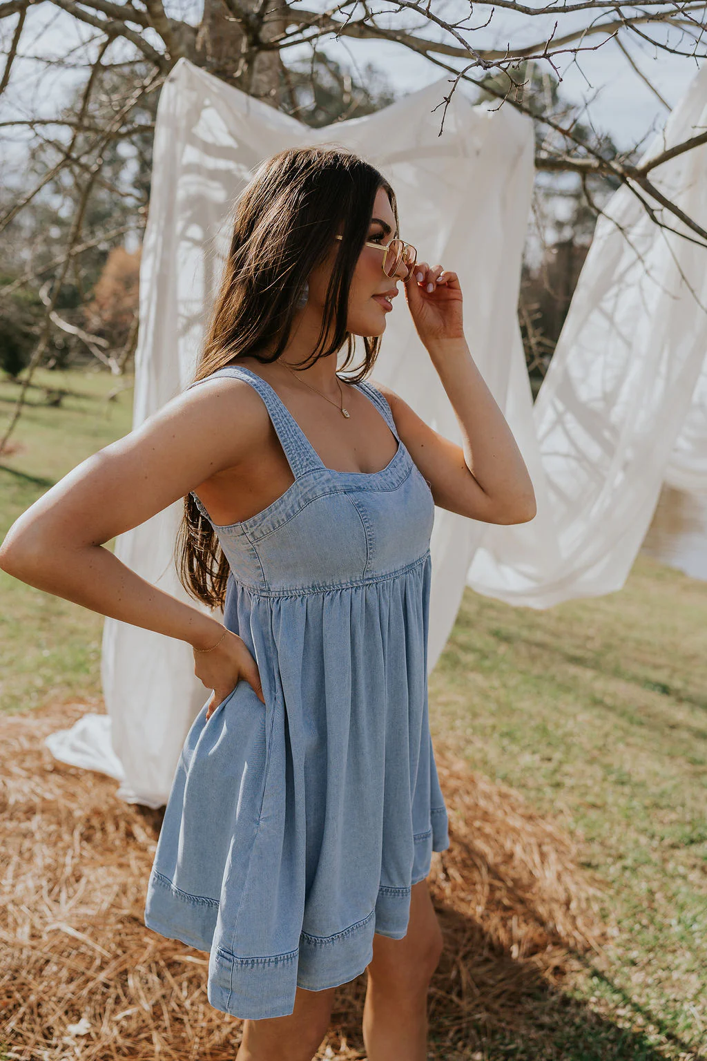 Tinsley Chambray Sleeveless Mini Dress - Image 6