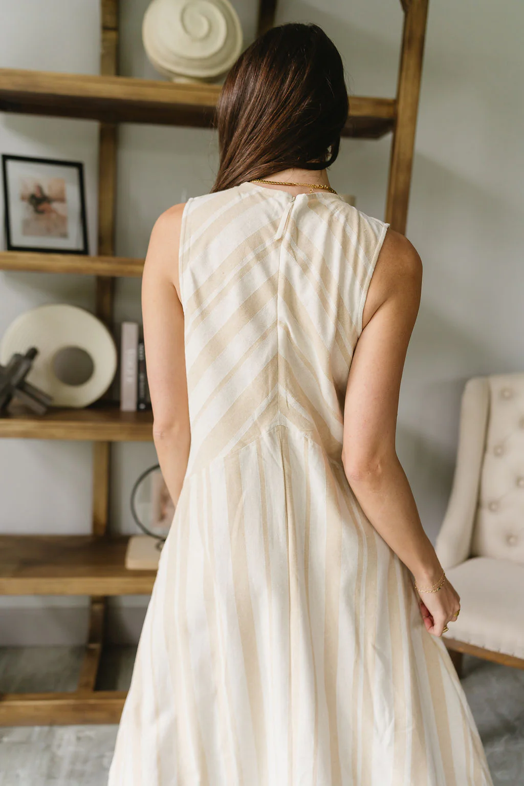 Tinsley Taupe & Oatmeal Linen Fray Midi Dress - Image 10