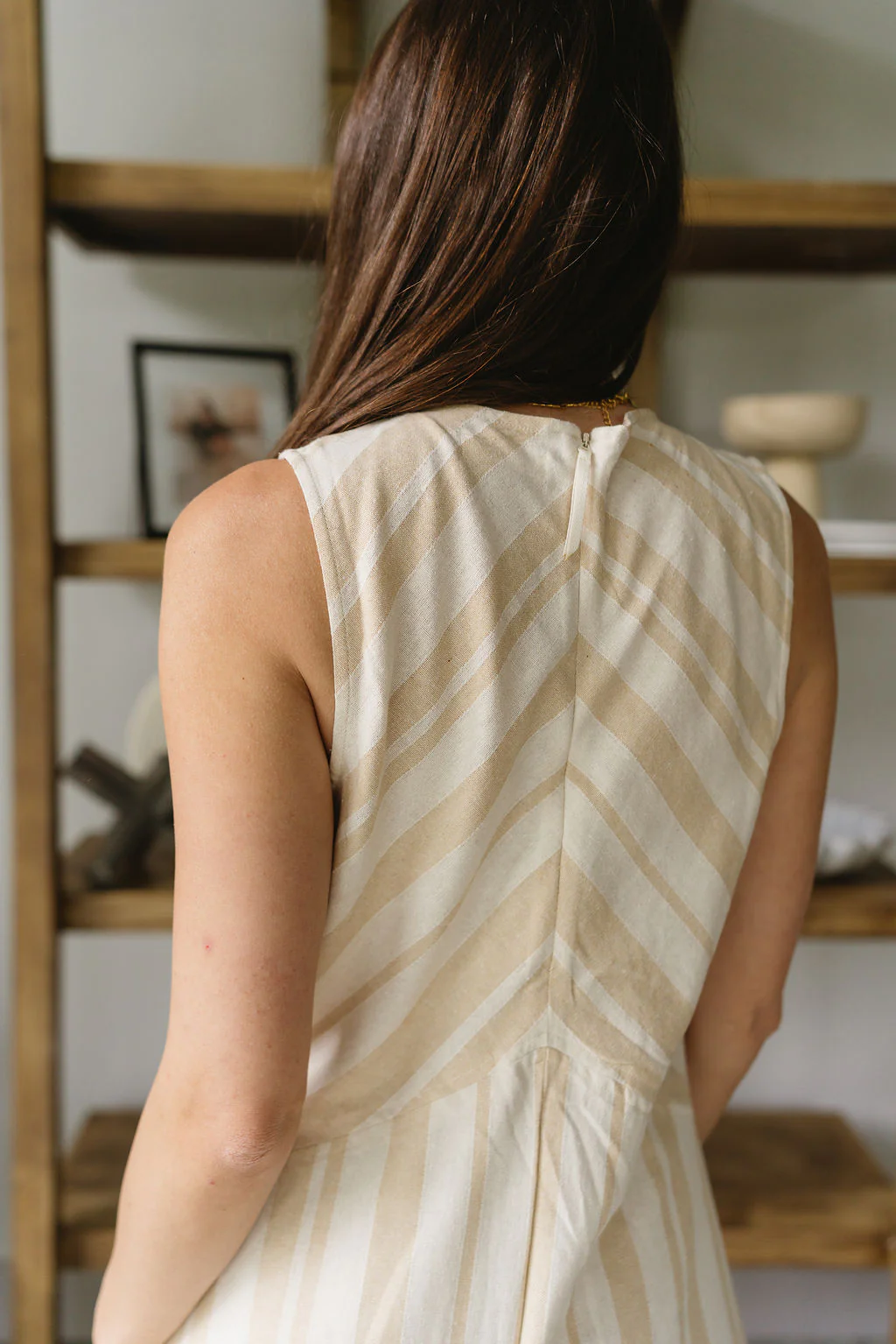 Tinsley Taupe & Oatmeal Linen Fray Midi Dress - Image 4