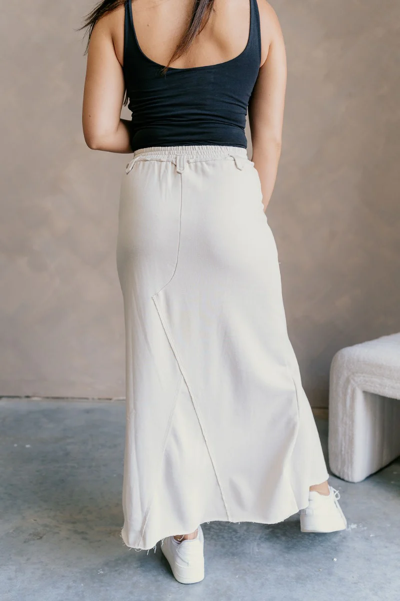 Tori Cream Front Slit Midi Skirt - Image 6