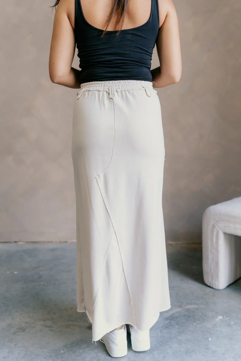 Tori Cream Front Slit Midi Skirt - Image 7