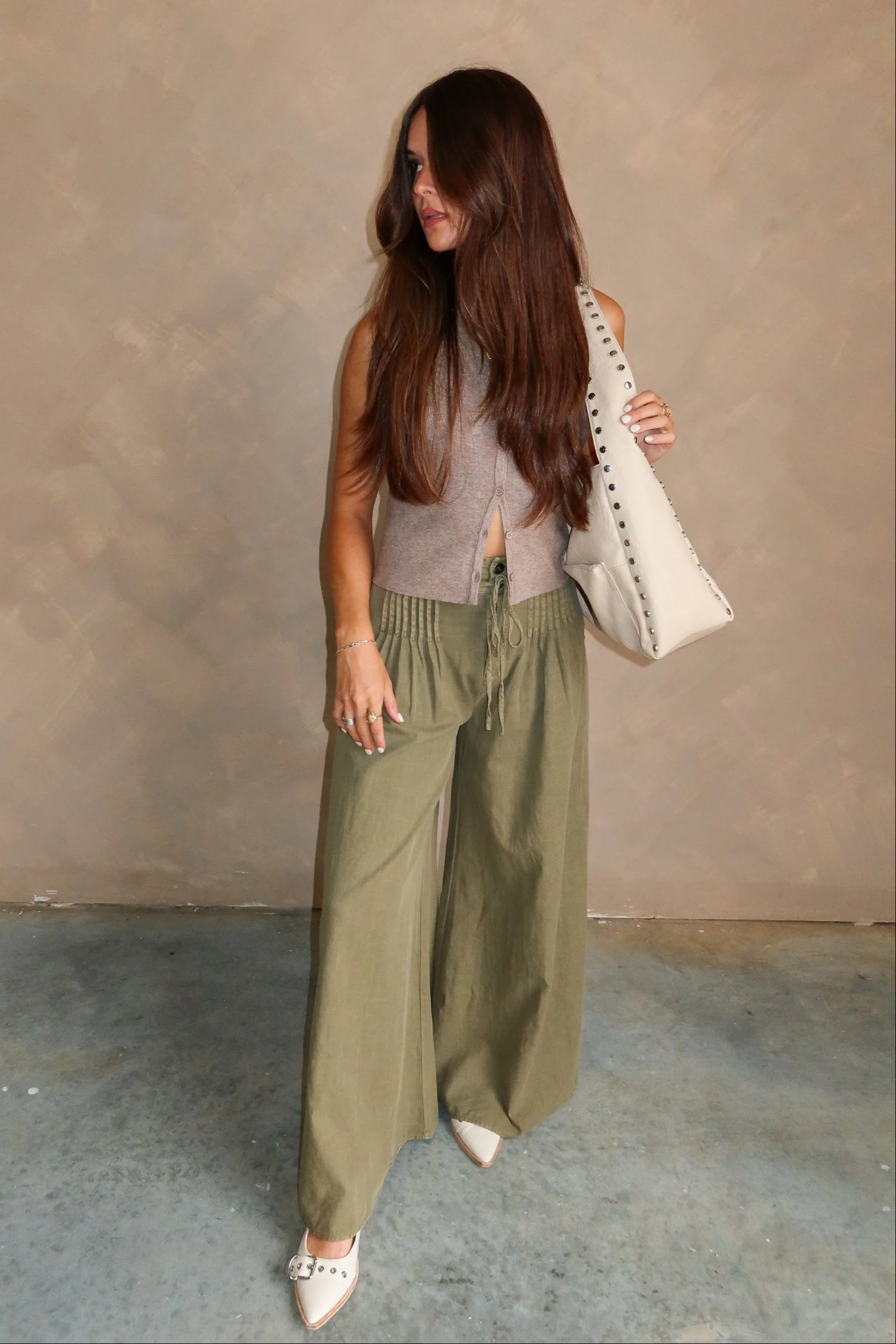 Tori Olive Wide Leg Pants - Image 7