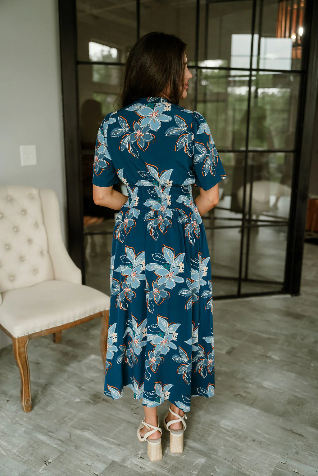 Tori Teal Multi Floral Zip-Up Midi Dress - Image 9