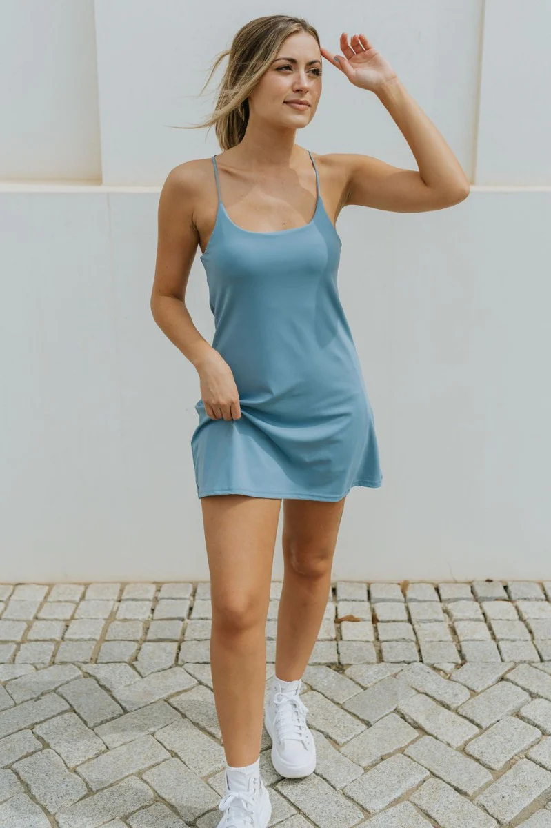 Traveler Mini Dress in Blue - Image 2
